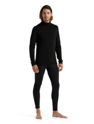 Icebreaker Men's Merino 200 Oasis Long Sleeve Half Zip Thermal Top Black