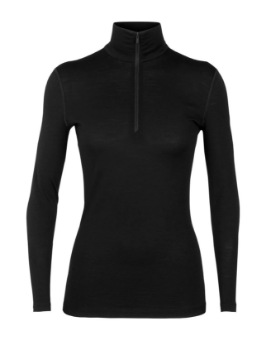 Icebreaker Women's Merino 200 Oasis Long Sleeve Half Zip Thermal Top in Black