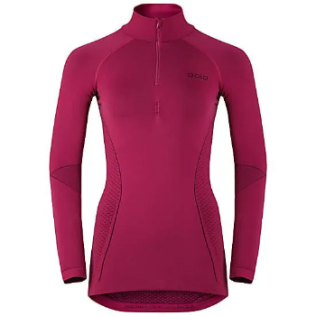 Odlo Evolution Warm Baselayer Shirt Half Zip Women's in Sangria - Zinfandel