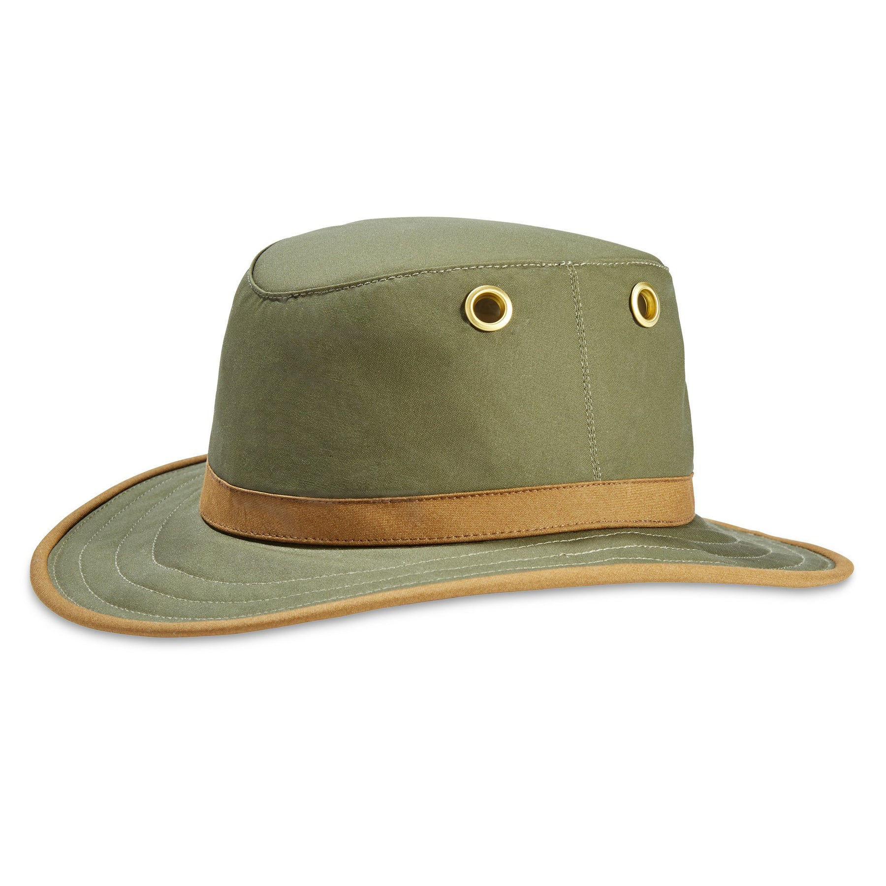 Tilley TWC7 Outback Waxed Cotton Hat in Green / Tan