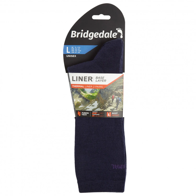 Bridgedale Liner Baselayer Thermal 2 Pairs Unisex Boot