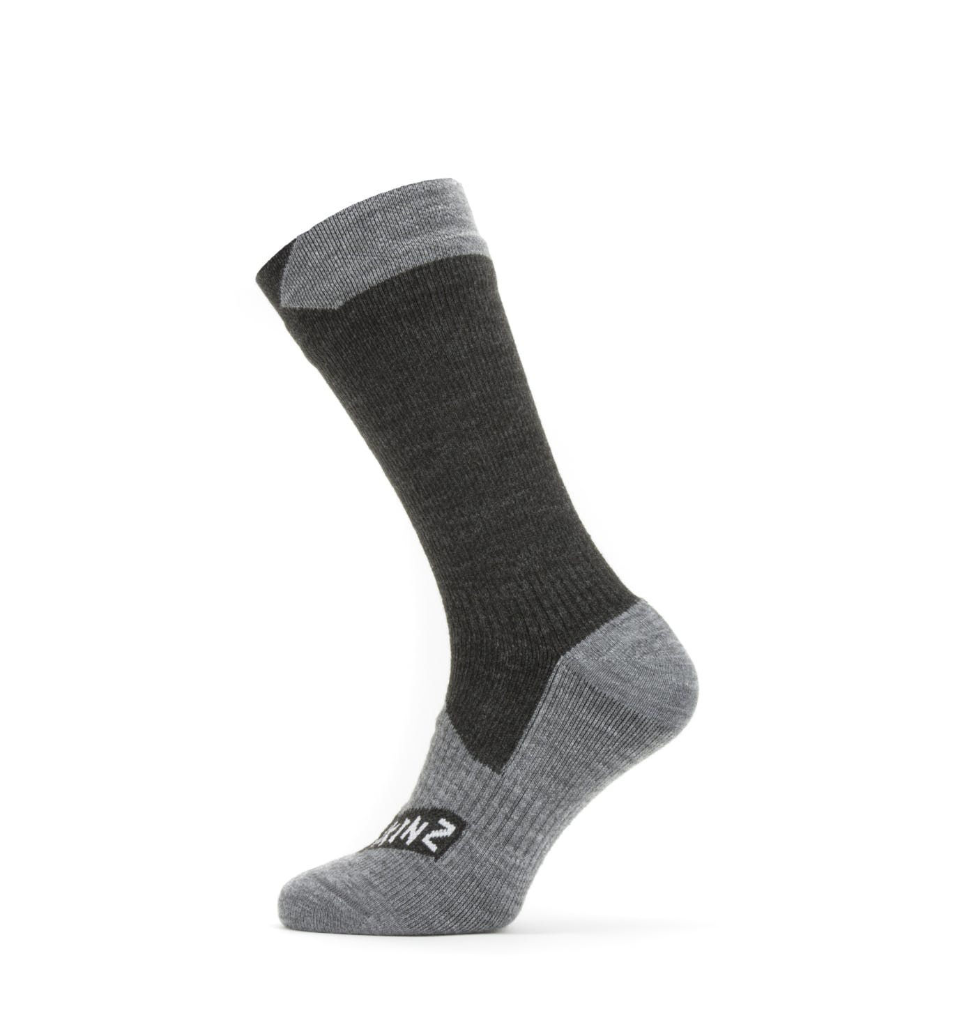 Sealskinz Waterproof All Weather Mid Sock in Black / Grey Marl