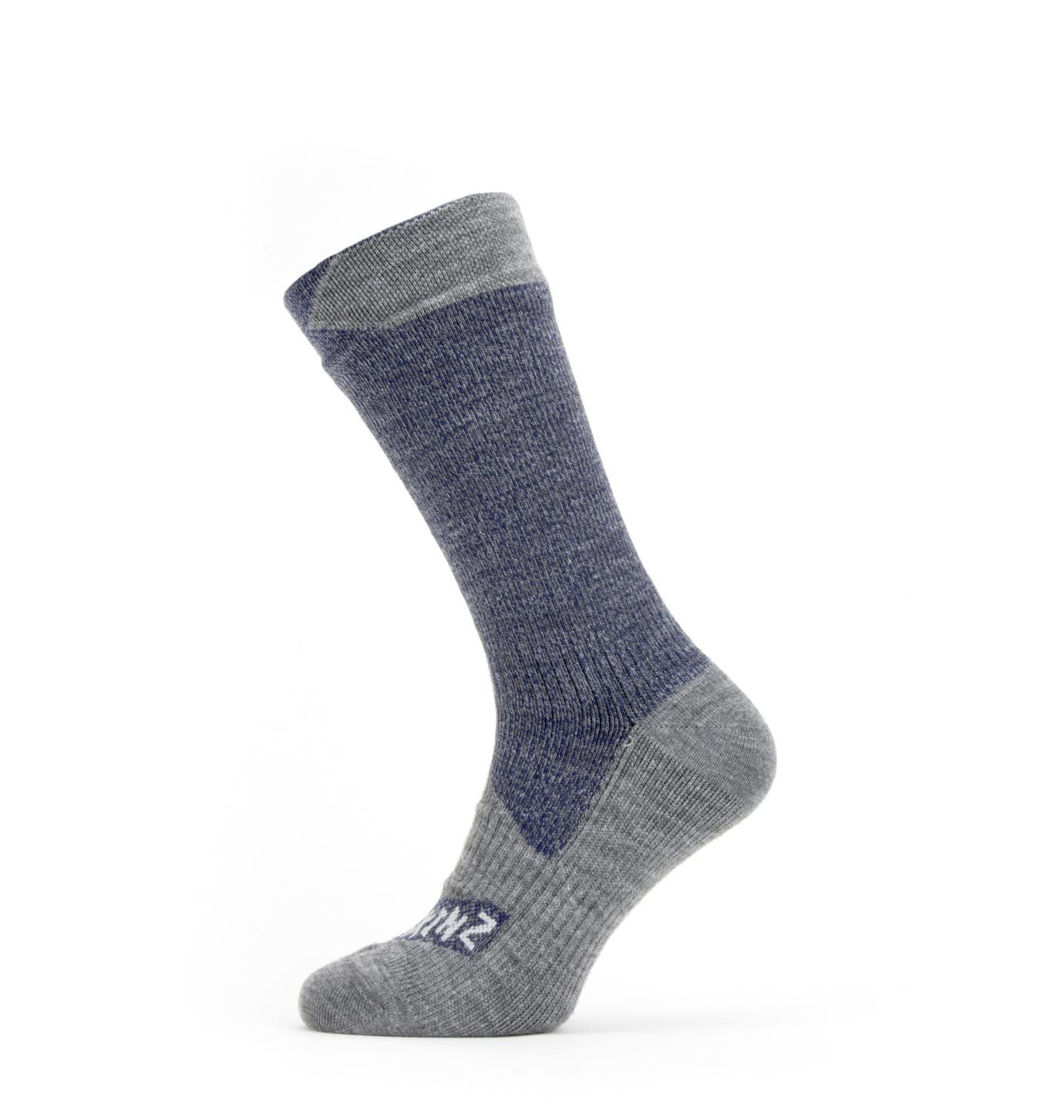 Sealskinz Waterproof All Weather Mid Sock in Navy Blue / Grey Marl