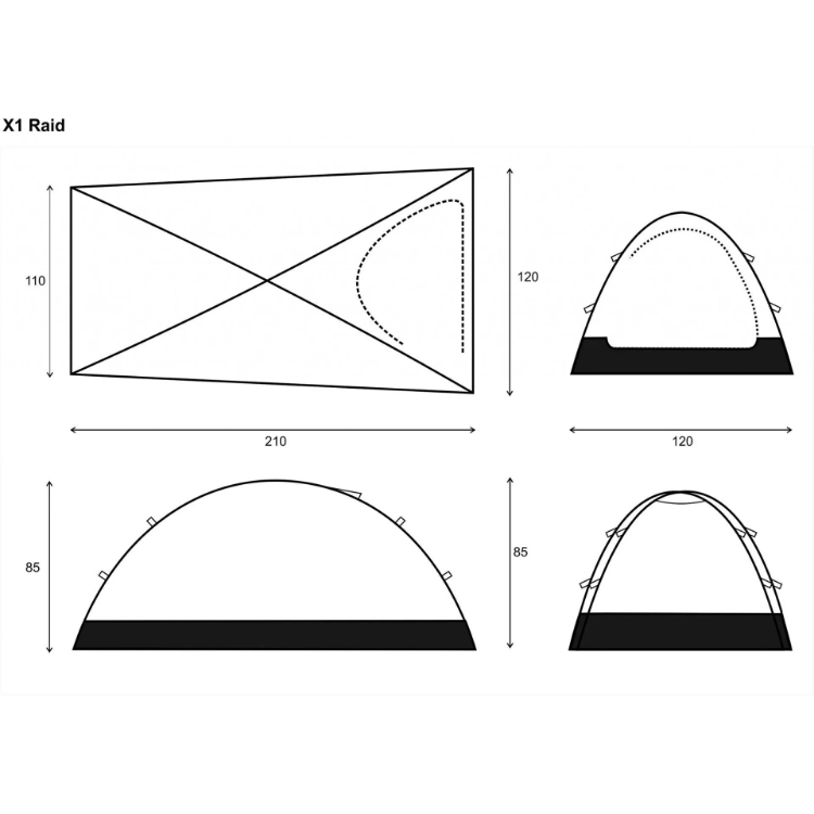 Crux X1 Raid 2 Man Tent Black