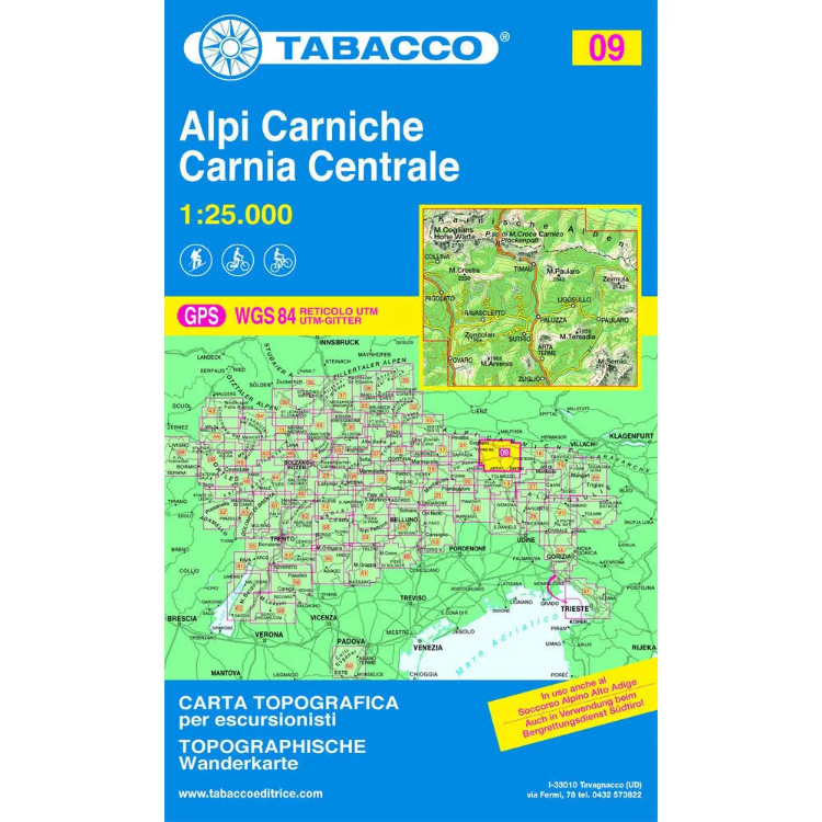 Tabacco Dolomites 1:25 000 Alpi Carniche 09