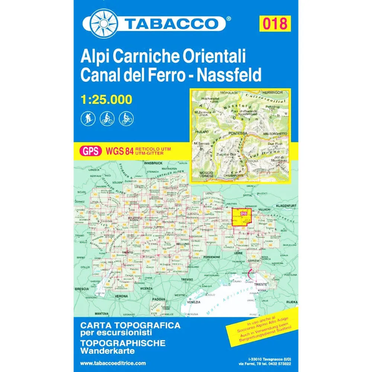 Tabacco Dolomites 1:25 000 Alpi Carniche Orientali 18