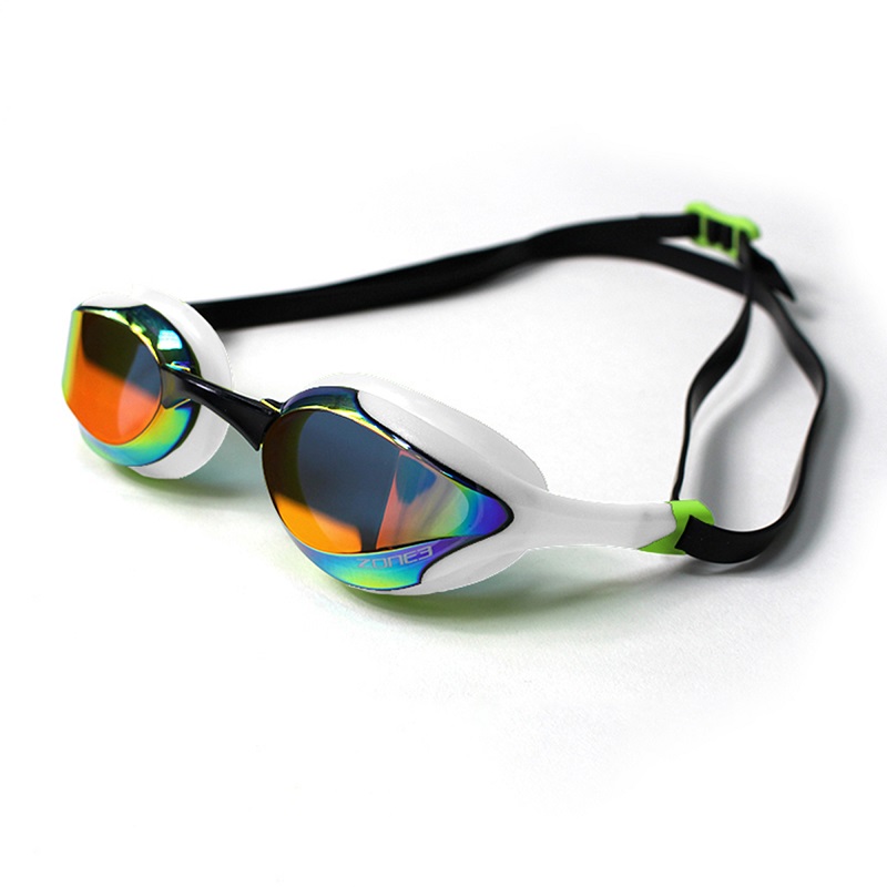 Zone3 Volare Goggles in White / Lime / Black - Lens Rainbow Mirror Revo