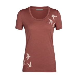 Icebreaker Women's Merino Tech Lite II Short Sleeve Scoop T-Shirt Swarming Shapes - grape
