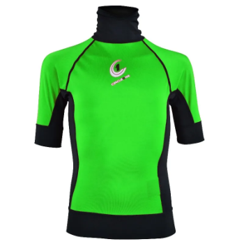 Circle One Lycra Short Sleeve Kid's Rash Vest in Green / Black