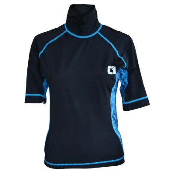 Circle One Lycra Short Sleeve Women's Rash Vest in Black Blue