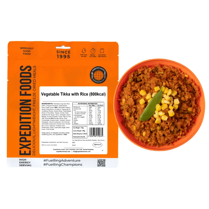 Expedition Foods Main Meal High Energy Serving Vegetable Tikka with Rice