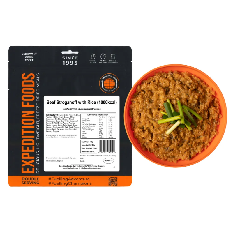 Expedition Foods Main Meal Extreme Energy Serving Beef Stroganoff with Rice