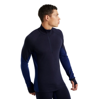 Icebreaker Men's Merino 260 Zone Long Sleeve Half Zip Thermal Top in Midnight Navy / Royal Navy