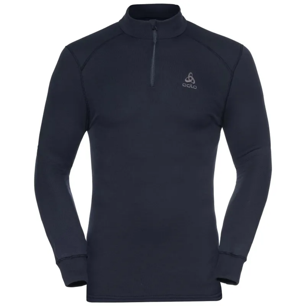 Odlo Men's ACTIVE WARM ECO Half-Zip Turtleneck Baselayer Top in Dark Sapphire