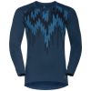 Odlo Men's ACTIVE WARM ECO Graphic Long-Sleeve Baselayer Top in Blue Wing Teal