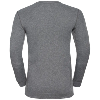 Odlo Men's ACTIVE WARM ECO Graphic Long-Sleeve Baselayer Top in Steel Grey Melange