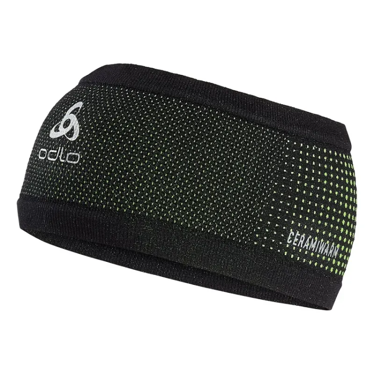 Odlo VELOCITY CERAMIWARM Headband in Black Safety Yellow