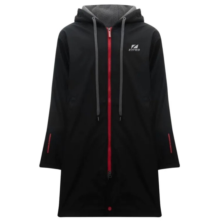 Zone3 Kid's Polar Fleece Parka Robe - Black / Red 