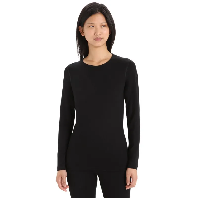 Icebreaker Women's Merino 260 Tech Long Sleeve Crewe Thermal Top in Black