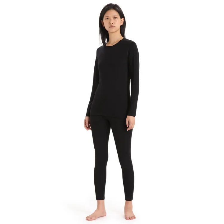 Icebreaker Women's Merino 260 Tech Long Sleeve Crewe Thermal Top in Black