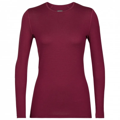 Icebreaker Women's Merino 260 Tech Long Sleeve Crewe Thermal Top in Cherry