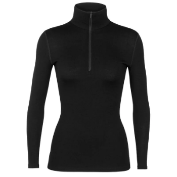 Icebreaker Women's Merino 260 Tech Long Sleeve Half Zip Thermal Top in Black