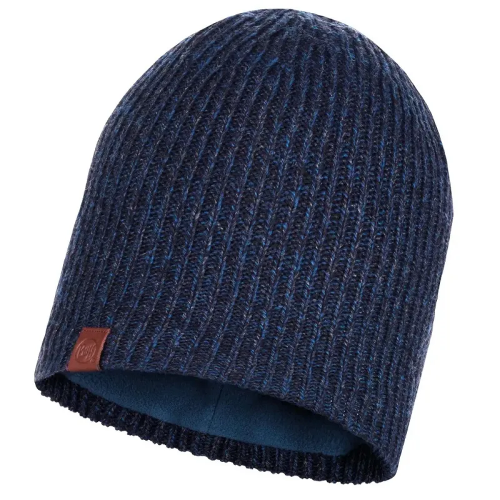 Buff Knitted & Fleece Hat in Lyne Night Blue