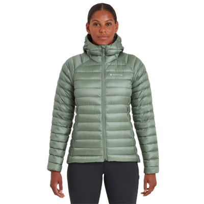 Montane Women's Anti-Freeze Hooded Down Jacket in Pale Sage