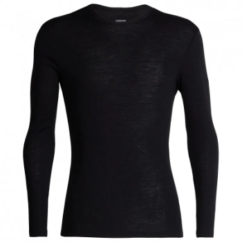 Icebreaker Men's Merino 175 Everyday Long Sleeve Crewe Thermal Top in Black