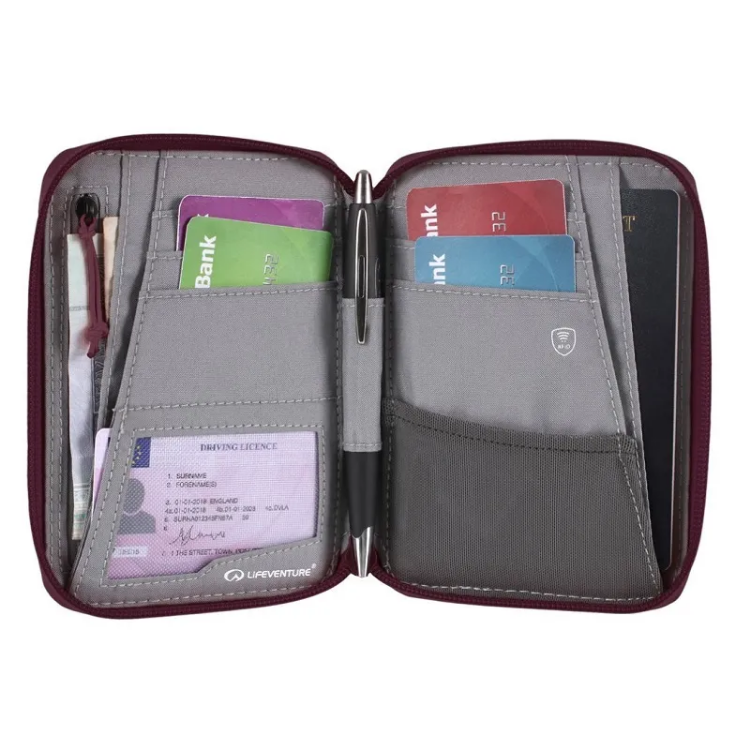 Lifeventure RFiD Mini Travel Wallet in Plum
