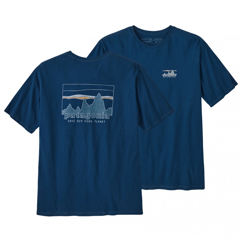 Patagonia Men's '73 Skyline Organic T-Shirt in Lagom Blue