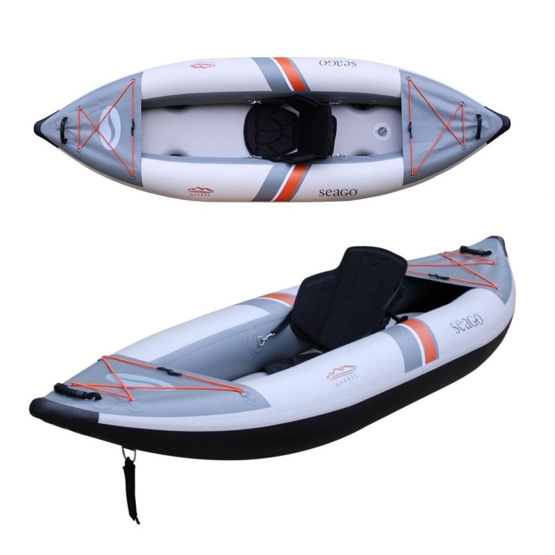 Seago Quebec Inflatable Kayak in White / Orange