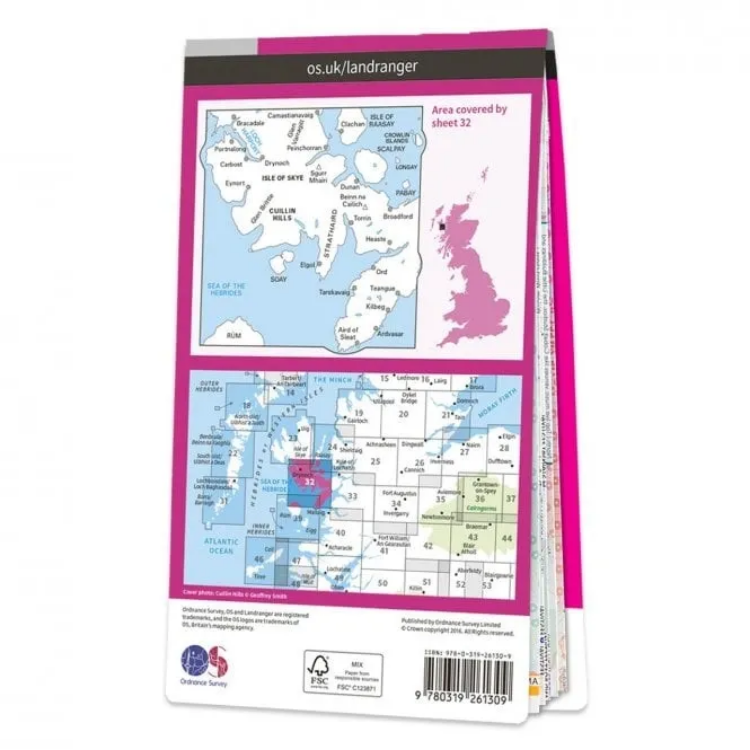 Ordnance Survey Landranger 1:50 000 Laminated 32 - South Skye