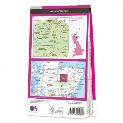 Ordnance Survey Landranger 1:50 000 Laminated 36 - Grantown Aviemore & South Cairngorm