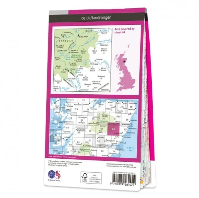 Ordnance Survey Landranger 1:50 000 Laminated 44 - Ballater & G.Clova