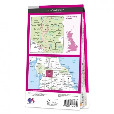 Ordnance Survey Landranger 1:50 000 Laminated 98 - Wensleydale & Upper Wharfdale