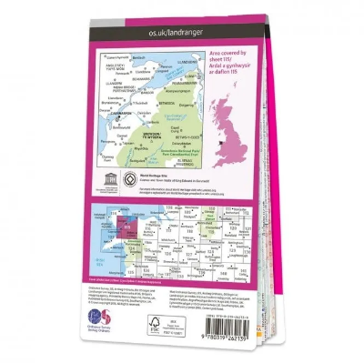 Ordnance Survey Landranger 1:50 000 Laminated 115 - Snowdon