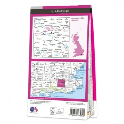 Ordnance Survey Landranger 1:50 000 Laminated 187 - Dorking & Reigate