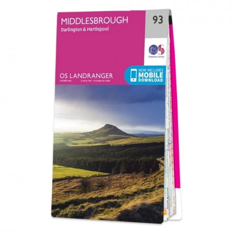 Ordnance Survey Landranger 1:50 000 - 93 - Middlesbrough & Darlington