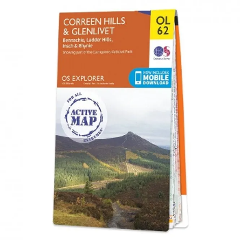 Ordnance Survey Explorer Outdoor Leisure 1:25 000 Laminated - OL62 - Coreen Hills & Glenlivet