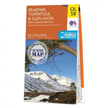 Ordnance Survey Explorer Outdoor Leisure 1:25 000 Laminated - OL58 - Braemar, Tomintoul, Glen Avon