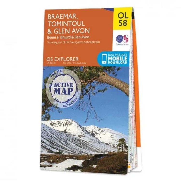Ordnance Survey Explorer Outdoor Leisure 1:25 000 Laminated - OL58 - Braemar, Tomintoul, Glen Avon