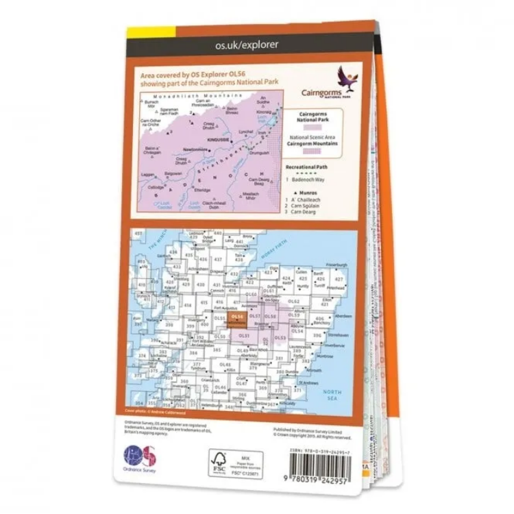 Ordnance Survey Explorer Outdoor Leisure 1:25 000 Laminated - OL56 - Badenoch & Upper Strathspey
