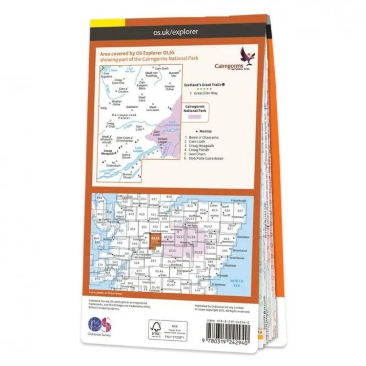 Ordnance Survey Explorer Outdoor Leisure 1:25 000 Laminated - OL55 - Loch Laggan & Creag Meagaidh