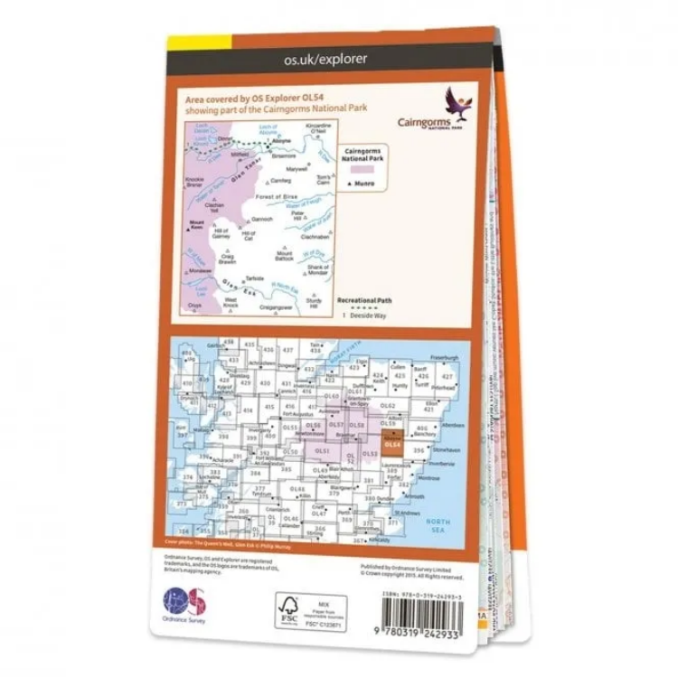 Ordnance Survey Explorer Outdoor Leisure 1:25 000 Laminated - OL54 - Glen Esk & Glen Tanar