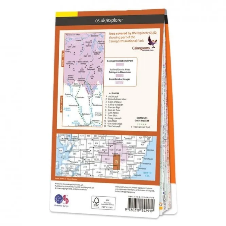 Ordnance Survey Explorer Outdoor Leisure 1:25 000 Laminated - OL52 - Glen Shee & Braemar