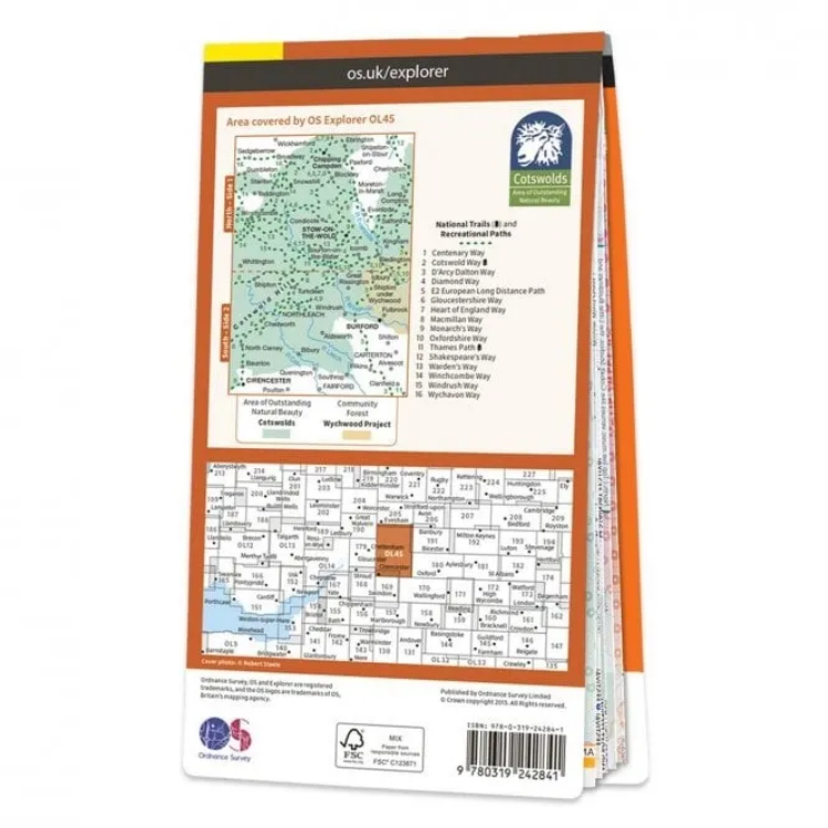 Ordnance Survey Explorer Outdoor Leisure 1:25 000 Laminated - OL45 - The Cotswolds
