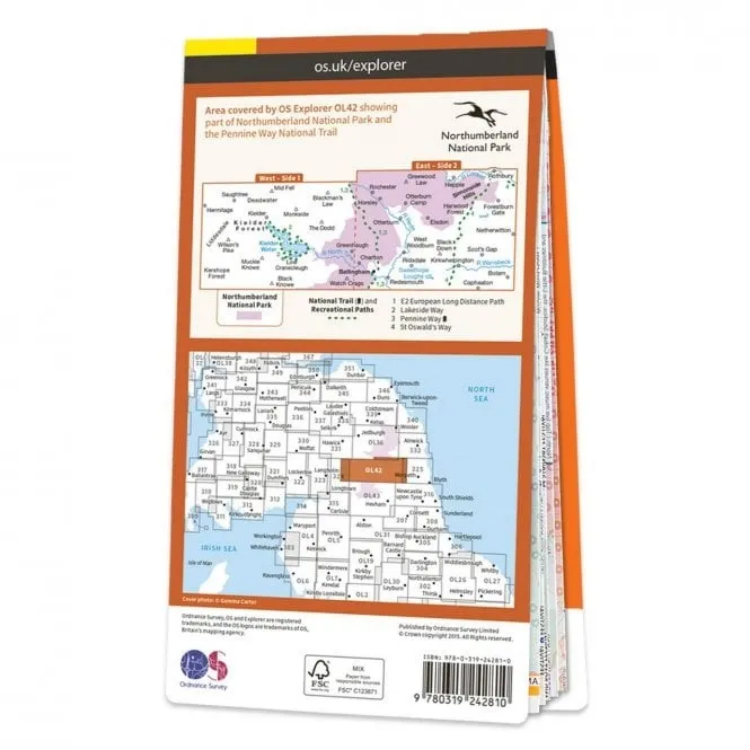 Ordnance Survey Explorer Outdoor Leisure 1:25 000 Laminated - OL42 - Kielder Water & Forest