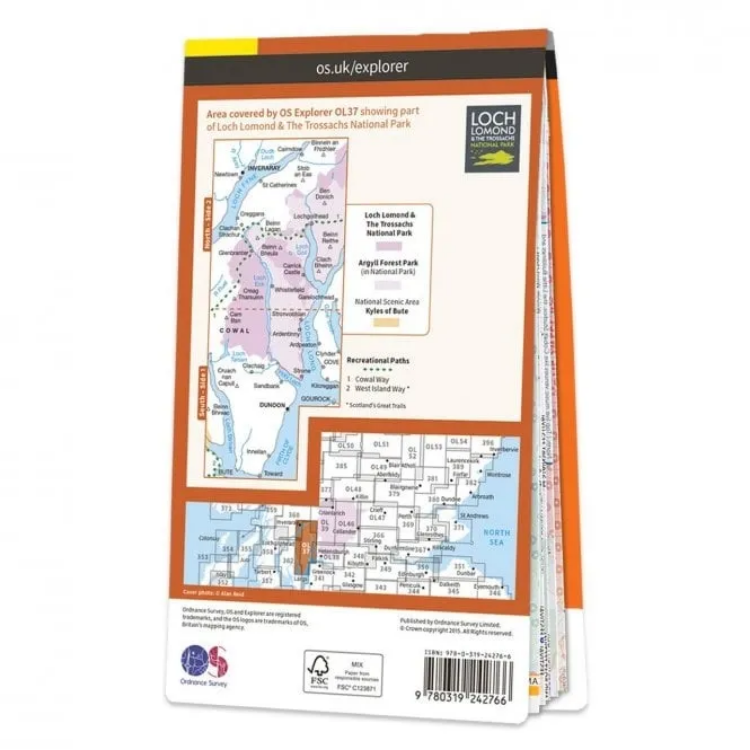 Ordnance Survey Explorer Outdoor Leisure 1:25 000 Laminated - OL37 - Cowal East