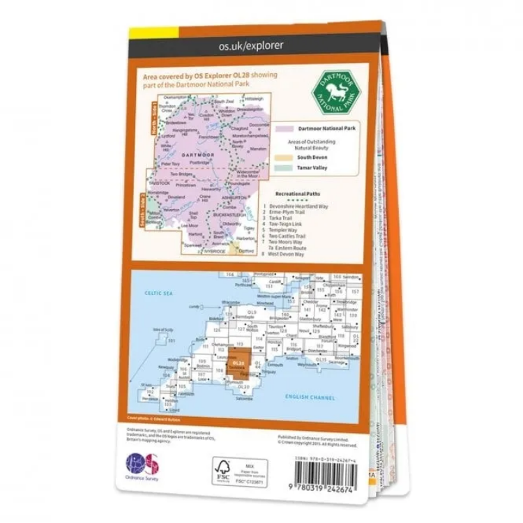 Ordnance Survey Explorer Outdoor Leisure 1:25 000 Laminated - OL28 - Dartmoor